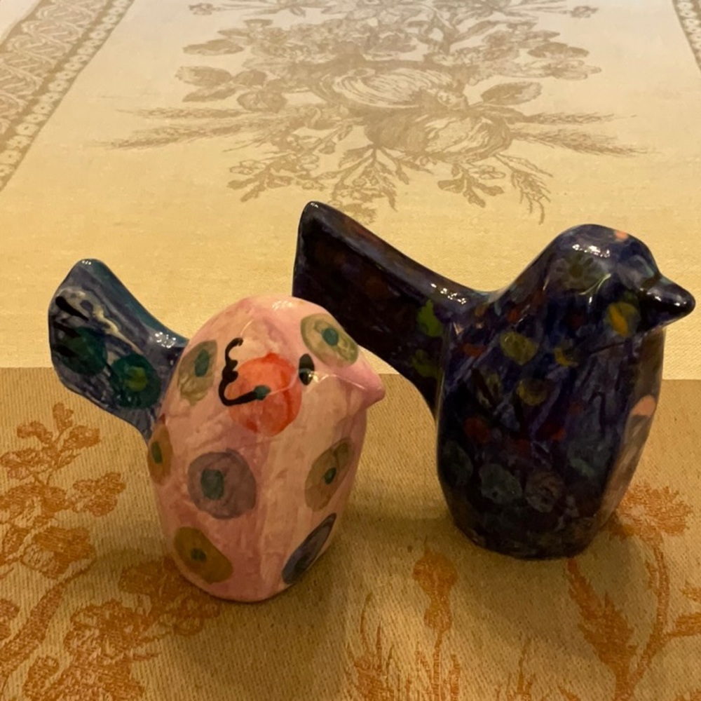 Set of 2 wonderful birds.  Hand painted and Handmade from “the Mustard Seed”.